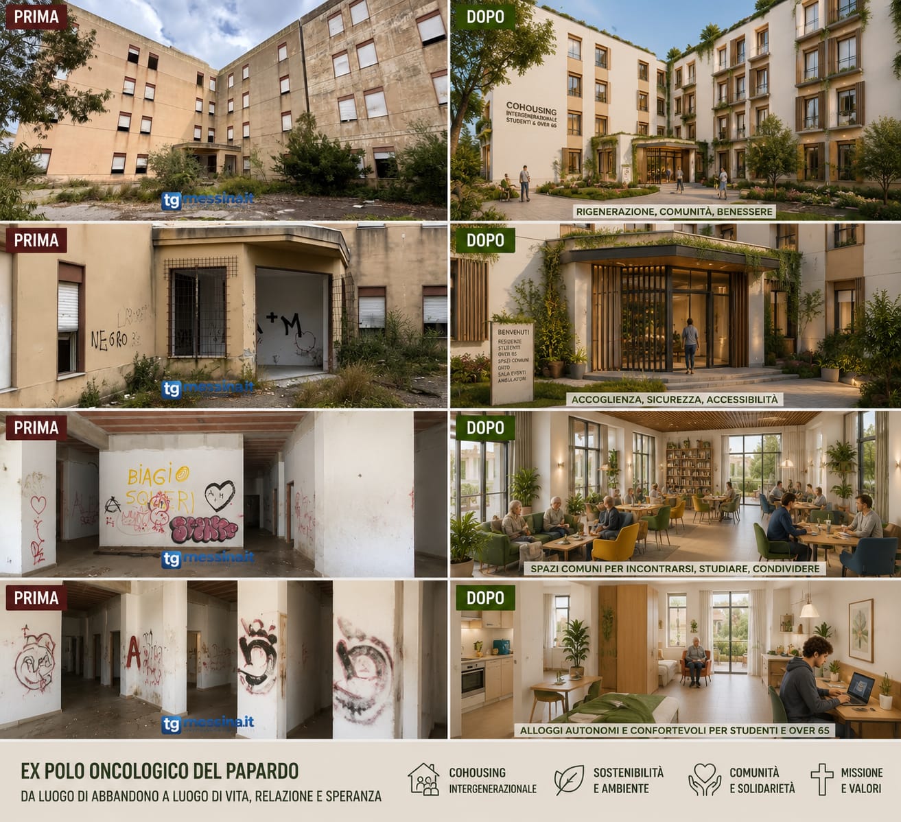 Riqualificazione e riconversione in un moderno Cohousing Intergenerazionale dell’ex Polo Oncologico del Papardo. La proposta di Rinascita Messina